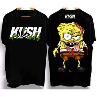 KUSH T-Shirt Unisex Short Sleeve Men and Women Fun SpongeBob SquarePants Stretchable Streetwear แฟชั่นแขนสั้นผ้าฝ้าย