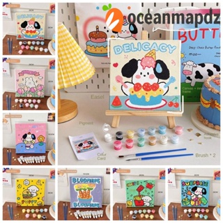 Oceanmapdz ภาพวาดสีน้ํามันอะคริลิค ระบายสีตามตัวเลข บนผ้าใบ ลายการ์ตูนกระต่าย DIY สําหรับตกแต่งบ้าน