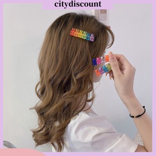 &lt;citydiscount&gt; กิ๊บติดผมเรซิ่น รูปหมี สีสันสดใส สําหรับทุกวัน