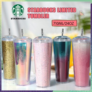 Starbucks แก้วน้ําพลาสติกสองชั้น ความจุขนาดใหญ่ 710 มล. แบบพกพา