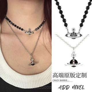 0807-YWTY-SDY Queen Mother of the West Full Diamond Dark Saturn Necklace Female Senior Niche Ins Design Sense Twin Clavicle Chain Neck Chain CLQQ