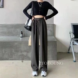 2TOYOUNG  กางเกงขายาว คาร์โก้ กางเกง เชือกอเมริกันคลาสิค Cargo pants 2023 NEW AG080930 พิเศษ สวยงาม ทันสมัย คุณภาพสูง TN220163 36Z230909