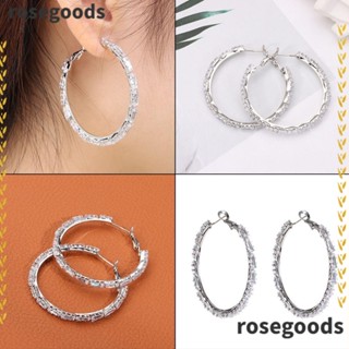 Rosegoods1 ต่างหูสตั๊ด ประดับเพทาย คริสตัล ทรงกลม สีเงิน พร้อมเข็ม ฝังเพชร เครื่องประดับ สําหรับวันวาเลนไทน์