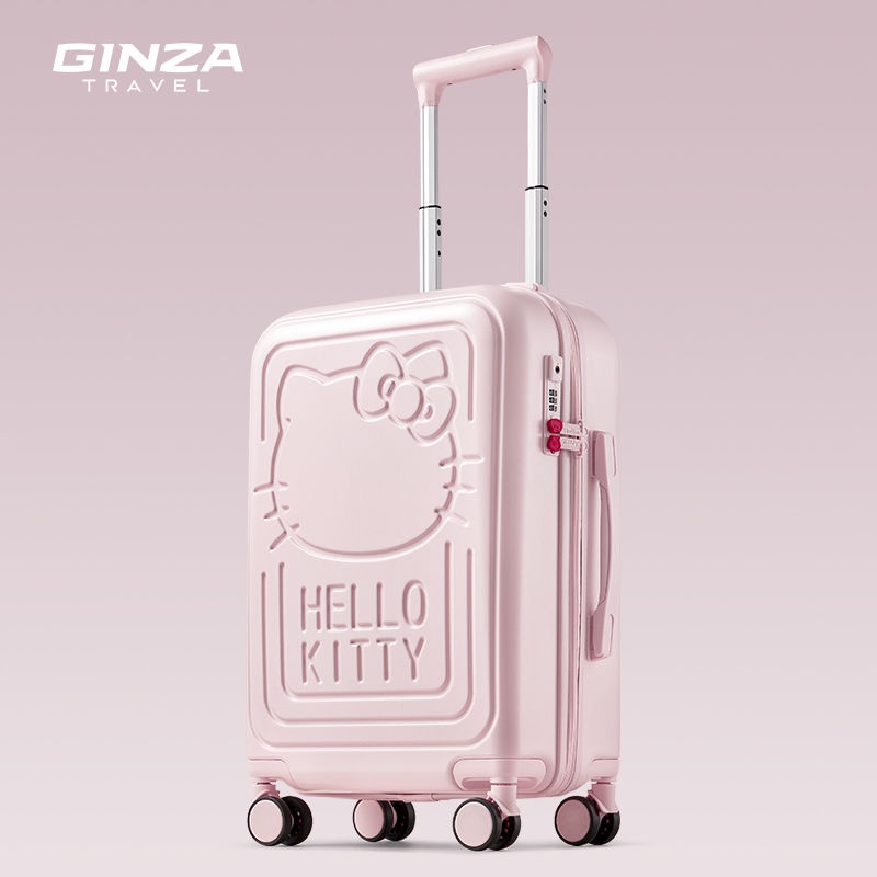 Ginza xHelloKitty กระเป๋าเดินทางล้อลาก ลายแมวน่ารัก สีชมพู สําหรับผู้หญิง นักเรียน