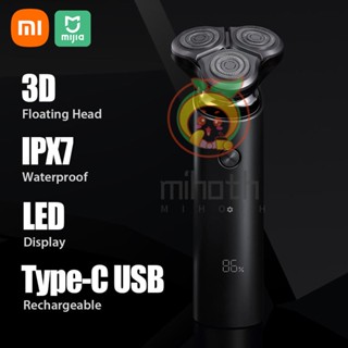 Xiaomi Mijia เครื่องโกนหนวดไฟฟ้า S500 IPX7 กันน้ํา ผู้ชาย มีดโกน พร้อมหัวใบมีดสามใบ แห้ง เปียก ใบมีดคู่ สบาย ทําความสะอาดใบหน้า เครื่องตัดหนวดเครา พร้อมจอแสดงผล LED