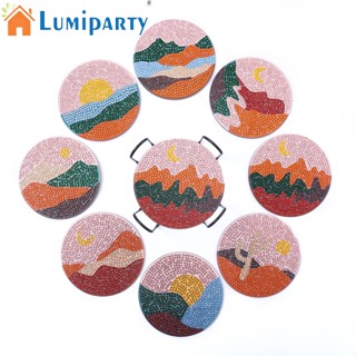 Lumiparty แผ่นรองแก้วอะคริลิค กันลื่น ประดับเพชร Diy 8 ชิ้น