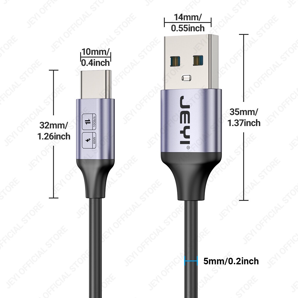 Jeyi สายชาร์จ USB A เป็น Type C 60W 10Gbps ชาร์จเร็ว - รูปที่ 5