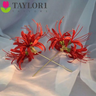 Taylor1 Lycorisradiata กิ๊บติดผมประดิษฐ์ 3D ขนาดใหญ่ สไตล์โบราณ แฮนด์เมด