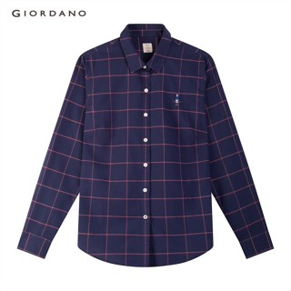 GIORDANO เสื้อเชิ้ตผู้หญิง แขนยาว Womens Oxford Long Sleeve Shirt 05340038