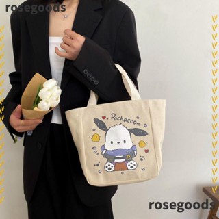 Rosegoods1 กระเป๋าถือ ผ้าแคนวาส ขนาดเล็ก จุของได้เยอะ พิมพ์ลายการ์ตูน สไตล์เกาหลี สําหรับผู้หญิง