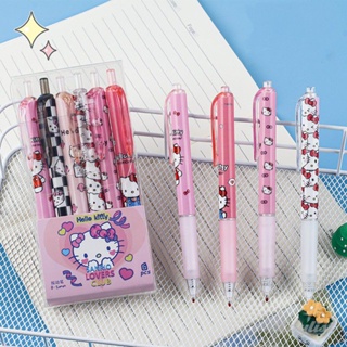 ღ 6 ชิ้น/เซ็ต Sanrio ปากกากด Kawaii Kuromi Hello Kitty สีดำ 0.5 มม. เขียนปากกาเรียบการ์ตูนโรงเรียนเครื่องเขียนนักเรียนของขวัญ