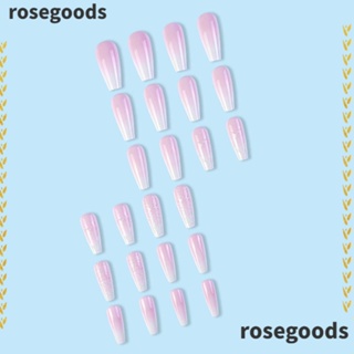 Rosegoods1 เล็บปลอม รูปตัว T แบบสวม สไตล์ฝรั่งเศส สําหรับตกแต่งเล็บ