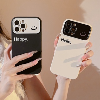 เคสโทรศัพท์มือถือแบบใส ลายการ์ตูนหน้ายิ้มน่ารัก สีดํา ขาว สําหรับ iPhone 13 12 PROMAX XS 13 PROPHONE 14 78 PLUS 14 PROMAX 14 12 MINI