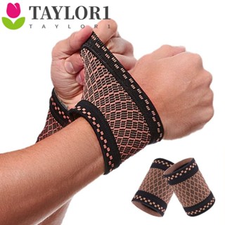 Taylor1 สายรัดข้อมือทองแดง ระบายอากาศ น้ําหนักเบา สบาย สําหรับเล่นกีฬา ฟิตเนส เทนนิส กลางแจ้ง