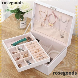 Rosegoods1 กล่องเก็บเครื่องประดับ สร้อยคอ ต่างหู แหวน แบบพกพา สําหรับผู้หญิง