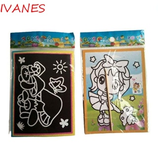 Ivanes สติกเกอร์กระดาษขูดสี DIY ของเล่นเสริมการเรียนรู้เด็ก 10 ชิ้น