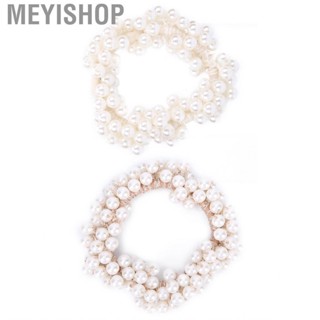 Meyishop Elastic Hair Bands  Comfortable Simple Elegant ABS Faux Pearl Ponytail Holders for Everyday Use Weddings Parties Dances