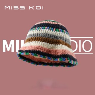 Misskoi [พร้อมส่ง] หมวกบักเก็ต ผ้าถักโครเชต์ แฮนด์เมด สไตล์ญี่ปุ่น สําหรับผู้หญิง