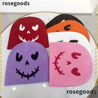 Rosegoods1 หมวกบีนนี่ ผ้าวูลถัก ลายตลก สร้างสรรค์ ของขวัญฮาโลวีน กลางแจ้ง