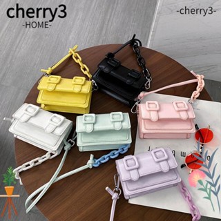 Cherry3 กระเป๋าสะพายไหล่ สะพายข้าง หนัง PU สายโซ่ ขนาดเล็ก แฟชั่นสําหรับสตรี