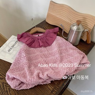 Korean style childrens wear girls dress summer childrens western style ruffled collar vest dress little girl solid color dress trendy WM01