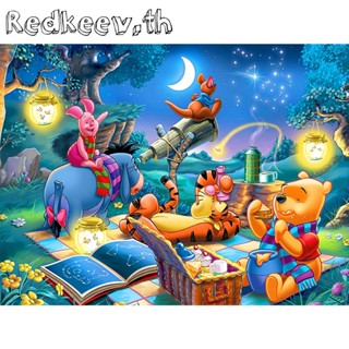 Redkeev™ ชุดปักครอสสติตช์ ผ้าฝ้าย 11CT 3 เส้น พิมพ์ลายหมี เสือ สําหรับตกแต่งบ้าน