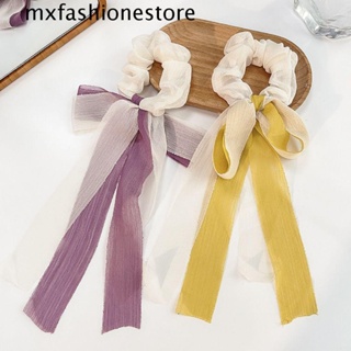 Mxfashione โบ สครันชี่ ยืดหยุ่น หรูหรา เครื่องประดับผม ผ้าเกาหลี สําหรับผู้หญิง ที่คาดผม