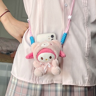 ใหม่ กระเป๋าสะพายไหล่ ใส่โทรศัพท์มือถือ ลายตุ๊กตาการ์ตูน Sanrio Hello Kitty My Melody Cinnamoroll น่ารัก สําหรับเด็กผู้หญิง 2023