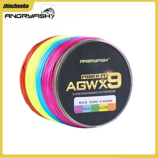 Fs ANGRYFISH สายเอ็นตกปลา X9 PE แบบถัก 500 ม. 547 หลา แข็งแรงมาก 15LB-100LB 9 เส้น