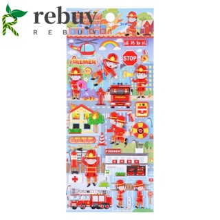 Rebuy สติกเกอร์โฟม ลายการ์ตูน Fireman 3D DIY สําหรับตกแต่งสมุด โทรศัพท์