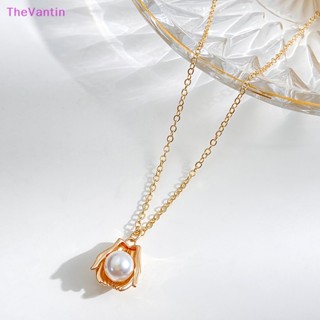 Thevantin แฟชั่นใหม่ ถือมือ สร้อยคอมุก สร้างสรรค์ มินิมอล เสน่ห์ เครื่องประดับสําหรับผู้หญิง มุกในฝ่ามือ จี้นิ้ว สร้อยคอ ของดี