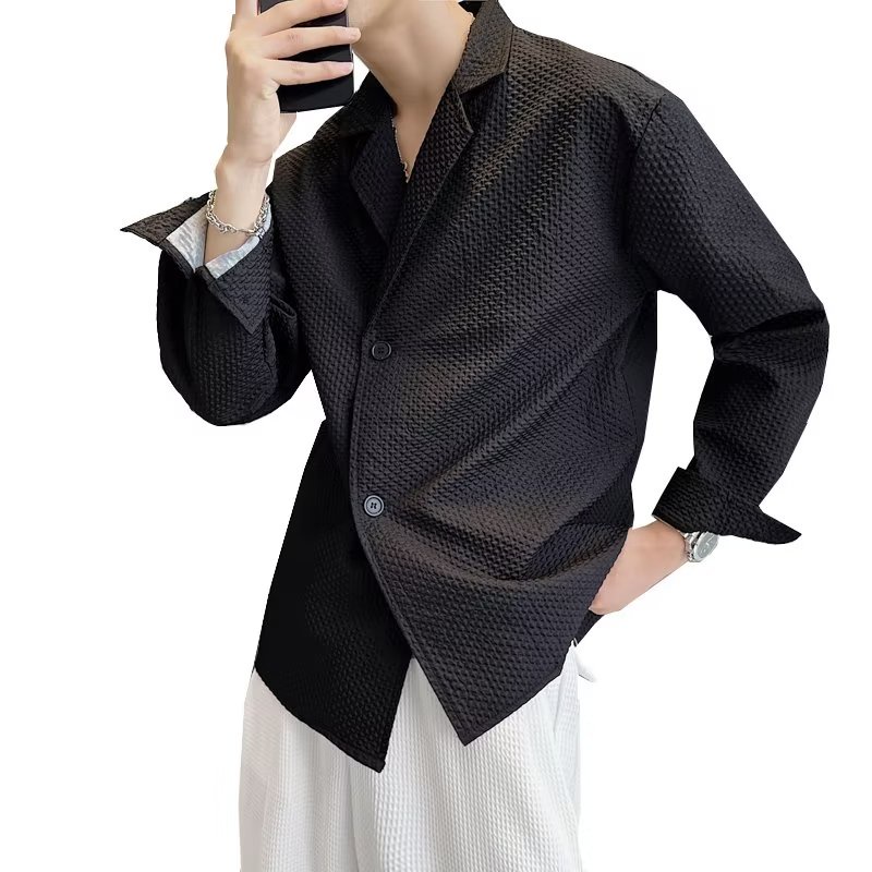 TIDE BEAR เสื้อผู้ชาย อเมริกันเรโทรถนน ความรู้สึกระดับไฮเอนด์,สไตล์ผู้ใหญ่เบา,ปลอกคอสูทหลวม - รูปที่ 7