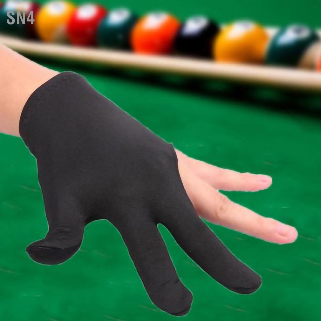 SN4 ถุงมือบิลเลียดยางยืด 3 นิ้วถุงมือคิวสนุ๊กเกอร์สำหรับผู้ชายผู้หญิงอุปกรณ์สระว่ายน้ำชิ้นส่วนคิวบิลเลียด