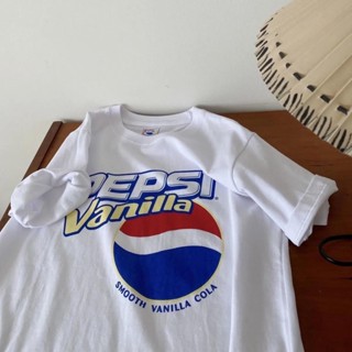 เสื้อยืดสีดำอินเทรนด์เสื้อยืดคอกลม แขนสั้น ผ้าฝ้ายแท้ พิมพ์ลายตัวอักษร Pepsi ทรงหลวม ขนาดใหญ่ สไตล์เกาหลี สําหรับผู_03