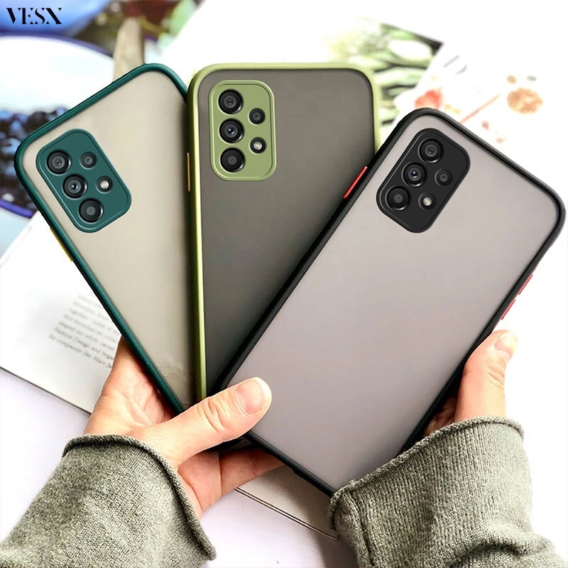 เคสผิวด้าน ตรงรุ่น เคสหลังด้านกันกล้อง เคสขอบสีกันกระแทก Samsung ss Galaxy A02 A02s A12 A22 A32 A52 A72 A52s 4G 5G 2023