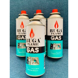 Gas BUGA FLAME (4 กป.) มี มอก.974-2533 เจ้าเดียวในประเทศไทย แก๊สกระป๋อง แก๊สเตาปิคนิคBUGA FLAM 4กระป๋อง