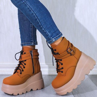 Platform BOOTS สูง9cm l 3.6นิ้ว Sz.35-43 (ขาว,ดำ,น้ำเงิน,น้ำตาล) 💕พรีออเดอร์ (A151)