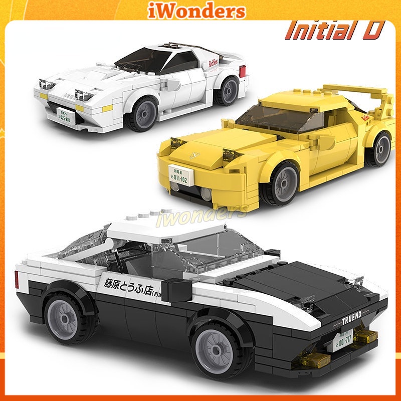 Scale Initial D AE86 Racing Car ความคิดสร้างสรรค์ Building Blocks Mazda FC35 FD35 Vehicel อิฐของเล่นเด็กของขวัญ