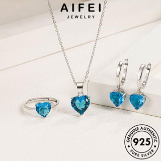 AIFEI JEWELRY ผู้หญิง เครื่องประดับ เกาหลี ต้นฉบับ รูปหัวใจที่สร้างสรรค์ 925 แฟชั่น จี้ แท้ ทับทิม เครื่องประดับ สร้อยคอ เงิน Silver S8