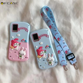 เคสโทรศัพท์มือถือ ซิลิโคนนิ่ม กันกระแทก ลายการ์ตูนกระต่ายเมโลดี้ 3D พร้อมสายคล้อง สําหรับ OPPO Reno 9 5 4 SE 3 Pro Plus 6 4Z R17 R15X K1 F11 F5 4G 5G