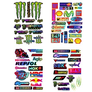 สติกเกอร์สะท้อนแสง ลาย Monster MOTUL HRC Logio กันน้ํา สําหรับติดตกแต่งหมวกกันน็อครถจักรยานยนต์ 1 ชุด