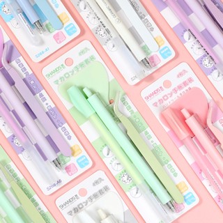 Peach 4Pcs Stationery set students  point ballpoint pen tweezers Sticker tool Diary Scarpbooking DIY