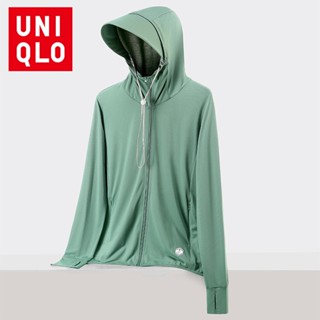 Uniqlo Airism เสื้อแจ็กเก็ต เสื้อคลุมกันแดด มีฮู้ด ลําลอง เหมาะกับฤดูร้อน สําหรับผู้หญิง 2023