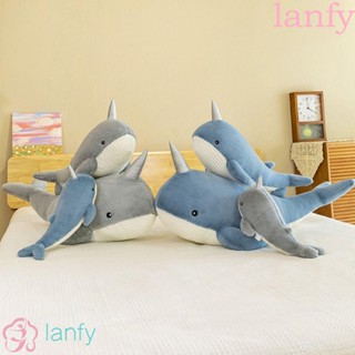 Lanfy หมอนตุ๊กตาปลาวาฬยักษ์ แบบนิ่ม สีฟ้า ของเล่นสําหรับเด็ก