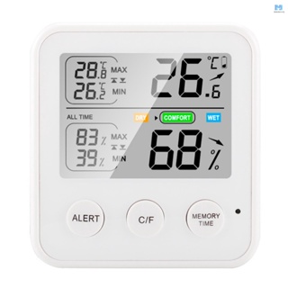 เครื่องวัดอุณหภูมิความชื้น ดิจิทัล ความแม่นยําสูง หน้าจอ LCD ℃/℉ ฟังก์ชั่นเตือนความชื้นอุณหภูมิสูงสุด 24 ชั่วโมง สลับได้ สะดวกสบาย