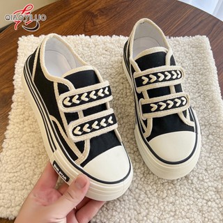 QiaoYiLuo Mai Sui Canvas Shoes ผู้หญิงหนา soled Velcro การเคลื่อนไหวของนักเรียนรองเท้าคณะกรรมการสบาย ๆ