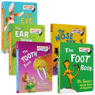 5 Books Dr Seuss Series The Foot Nose Ear Eye Tooth Book English Picture Story Books for Baby Cardboard Kids Learning