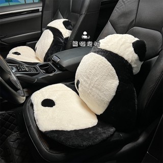 New Cartoon Panda Automotive Waist Cushion Winter Plush Soft and Comfortable Car Car Seat Cushion Cute Car Cushion Pillow Car Universal Car headrests Waist Pillow  Car interior accessories