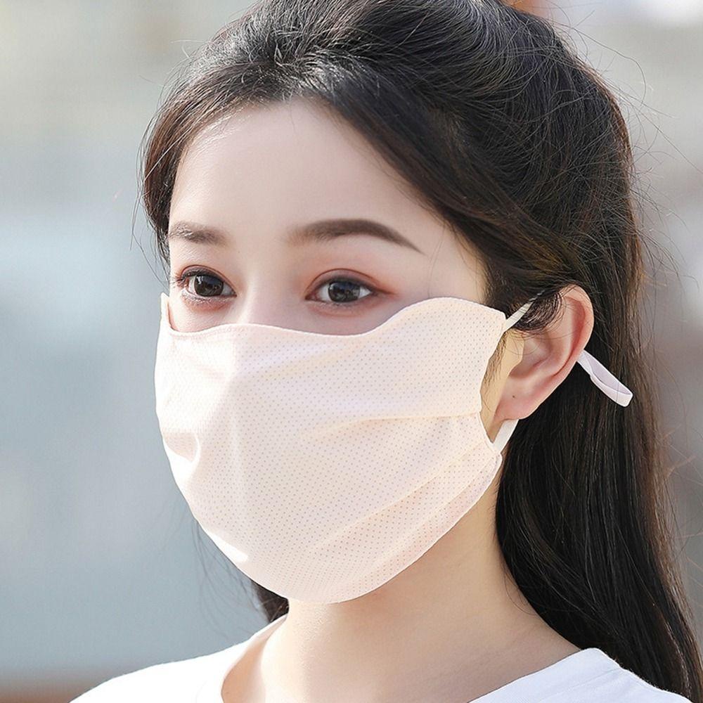 Somedayzl หน้ากากผ้าเรยอน ตกปลา กีฬา ขี่รถ ตาข่าย ป้องกันแสงแดด ฤดูร้อน สีพื้น สําหรับผู้หญิง สําหรับเด็กผู้หญิง หน้ากากกันแดด