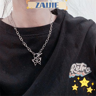 Zaijie24 สร้อยคอโซ่ จี้ผีเสื้อ โกธิค ร็อค สเตนเลส บอลโซ่